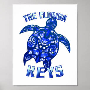 Poster Florida Keys Vacances Tortue Tribale