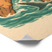 Poster Florida Man Coastal Shark Wrestler Retro Beach Art (Coin)