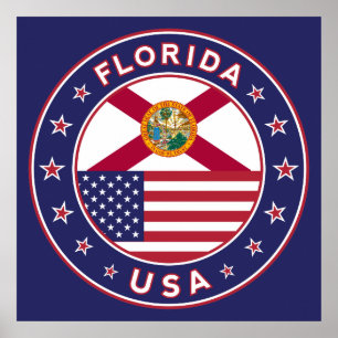 Poster Floride, affiche, taille moyenne, bleu
