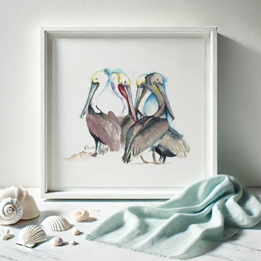 Poster Floride Aquarelles Pelican Art