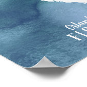 Poster Floride Carte Bleu Aquarelle Art personnalisé Impr (Coin)