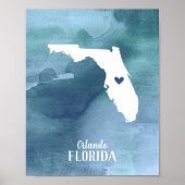 Poster Floride Carte Bleu Aquarelle Art personnalisé Impr (Devant)