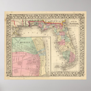 Poster Floride, carte mobile par Mitchell