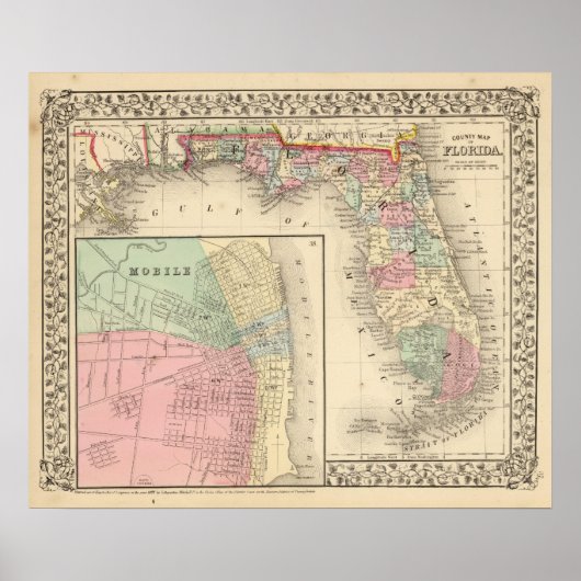 Poster Floride, carte mobile par Mitchell (Devant)