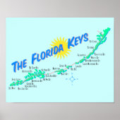 Poster Floride Keys Carte rétro illustration (Devant)