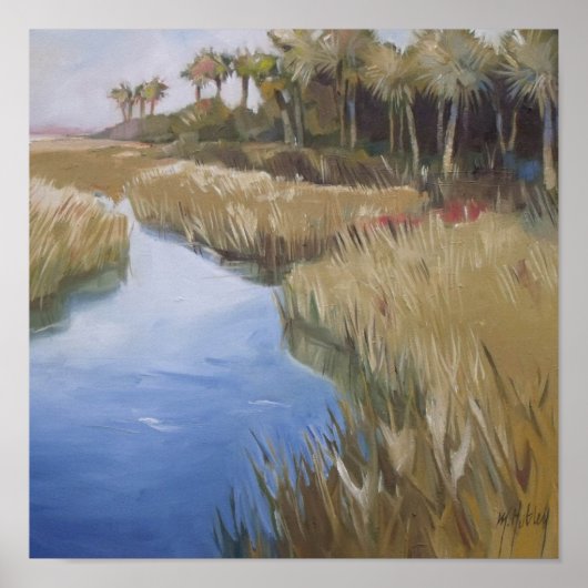 Poster Floride marécage nature grasses et palmier (Devant)