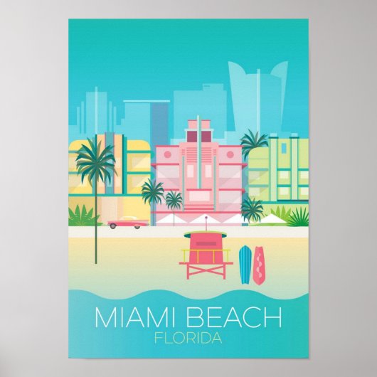 Poster - Floride Miami Beach Travel (Devant)