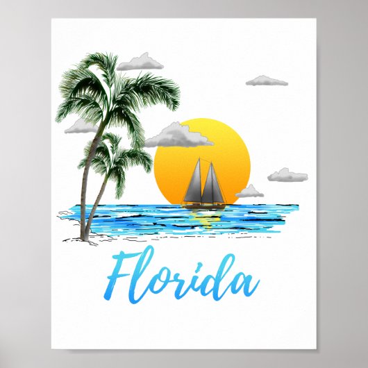 Poster Floride Ocean Sunset Sailing (Devant)