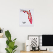 Poster Floride Plan de secours Texture rouge (Bureau à domicile)