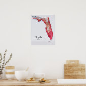 Poster Floride Plan de secours Texture rouge (Cuisine)