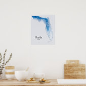 Poster Floride Relief Map Bleu Texture (Cuisine)