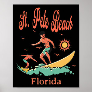 Poster Floride St. Pete Beach Fl Surfeur Surfing Pêche P