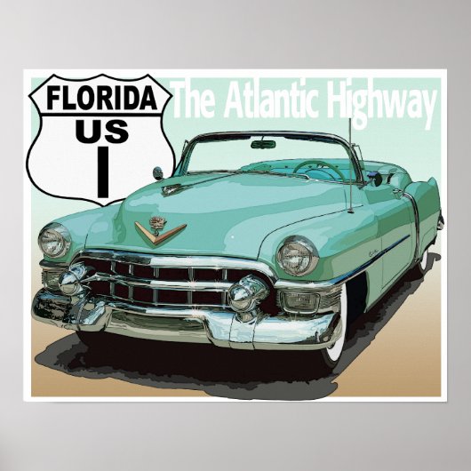Poster Floride US Route 1 - L'Atlantic Highway (Devant)