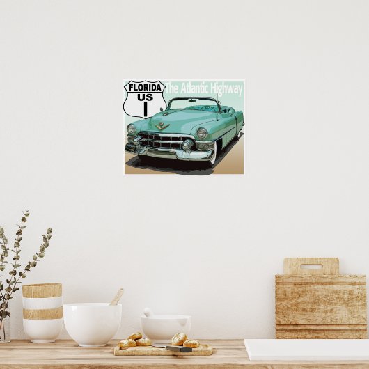 Poster Floride US Route 1 - L'Atlantic Highway (Cuisine)