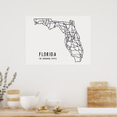 Poster Floride US State road map - Sunshine State map (Cuisine)