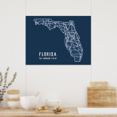 Poster Floride US State road map - Sunshine State map (Cuisine)