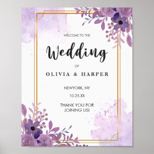 Poster Floroming Amethyst Vintage Golden Frame Bienvenue