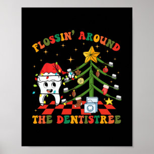 Poster Flossant Autour De La Dentistree Funny Xmas Dental