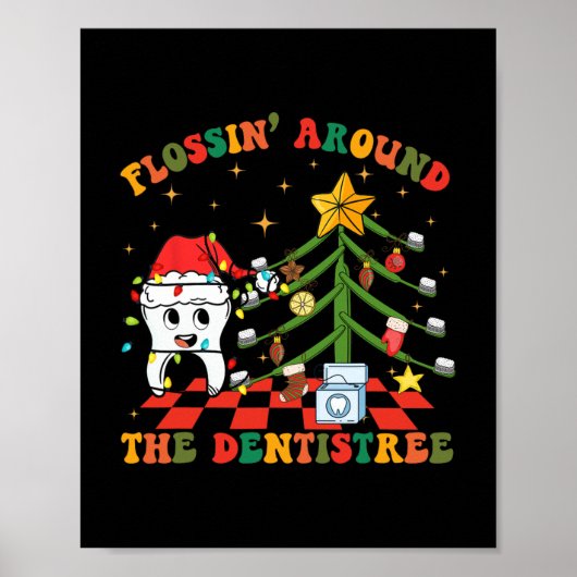 Poster Flossant Autour De La Dentistree Funny Xmas Dental (Devant)
