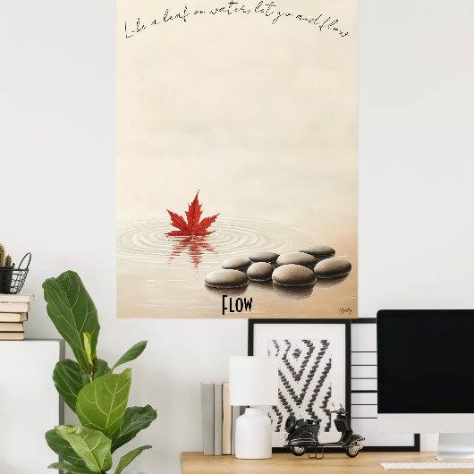 Poster flottant Maple Leaf Zen Pond (Bureau à domicile)