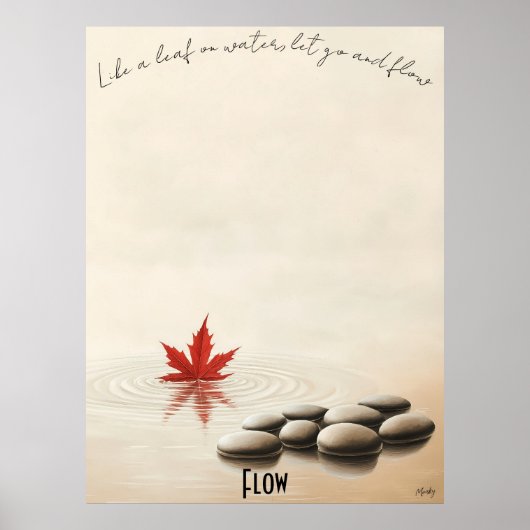 Poster flottant Maple Leaf Zen Pond (Devant)