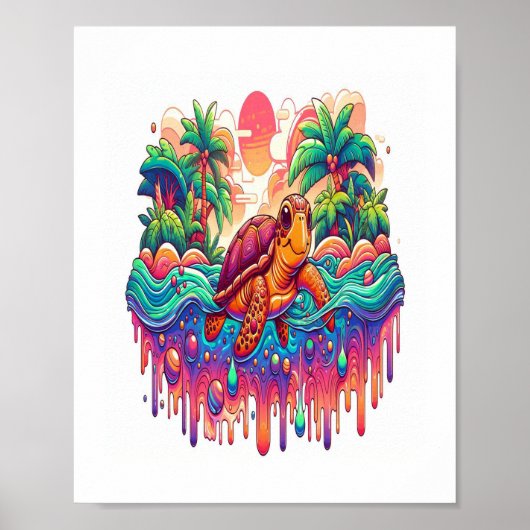 Poster Flottes de tortue dans le Jardin Liquid. (Devant)