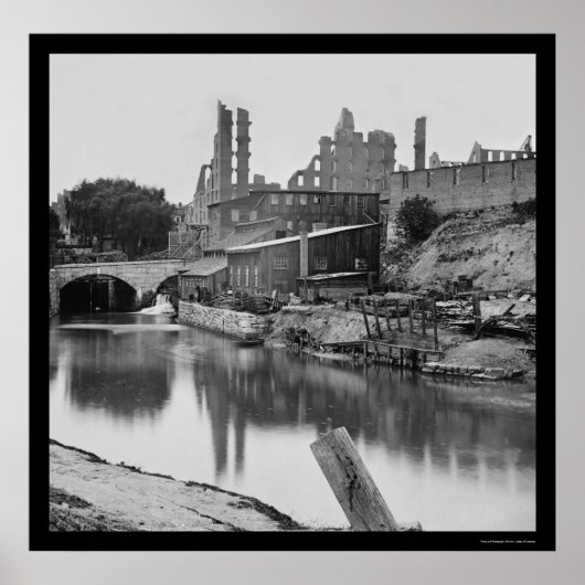 Poster Flour Mill by the James River & Richmond, VA 1865 (Devant)