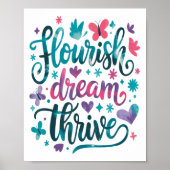 Poster Flourish Dream Thrive Motivational  (Devant)