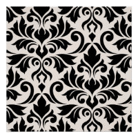 Flourissant Damask Art I Black on Cream