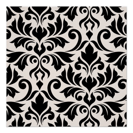Poster Flourissant Damask Art I Black on Cream (Devant)