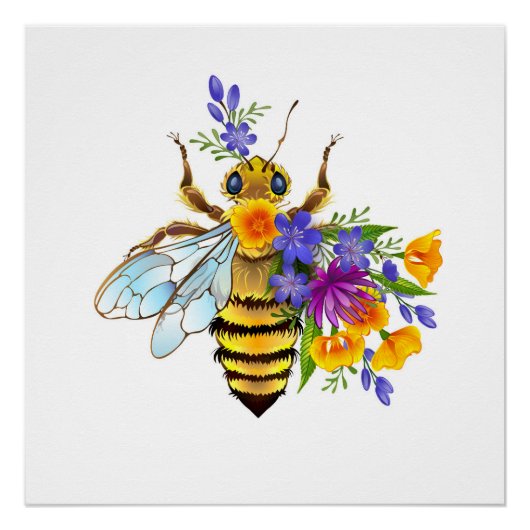 Poster Flower bee with wild plants (Devant)