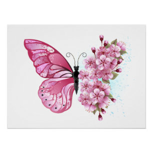 Poster Flower Butterfly