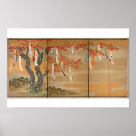 Poster "Flower Cherry and Autumn Maples with Poem Slip (Devant)