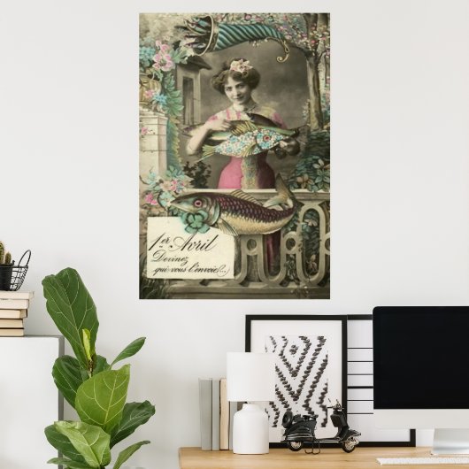 Poster Flower Fish Cornucopia Poisson d'avril (Bureau à domicile)