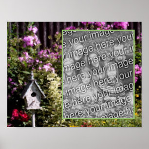 Poster Flower Garden Bird House Peinture Ajouter Votre Ph