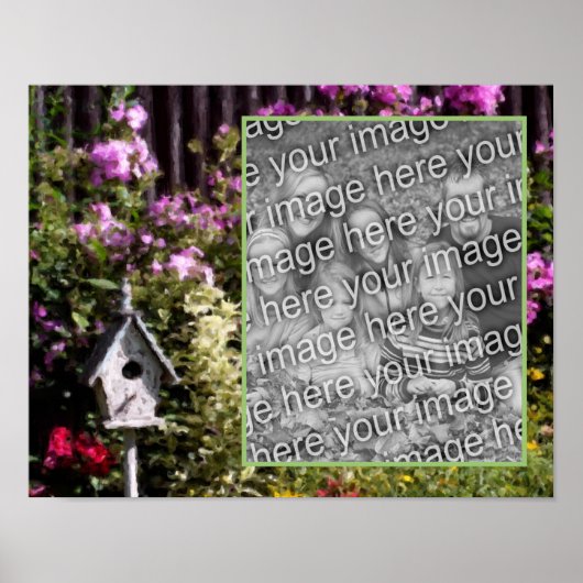 Poster Flower Garden Bird House Peinture Ajouter Votre Ph (Devant)