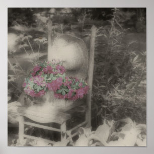 Poster Flower Garden Chaise Couleur partielle
