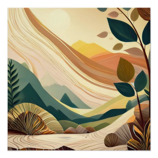 Poster Flower Hills - Abstrait Nature Wall Art (Devant)