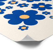 Poster Flower Market Athènes Floral Bleu Jaune Fleurs (Coin)