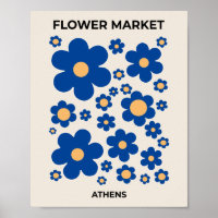 Flower Market Athènes Floral Bleu Jaune Fleurs