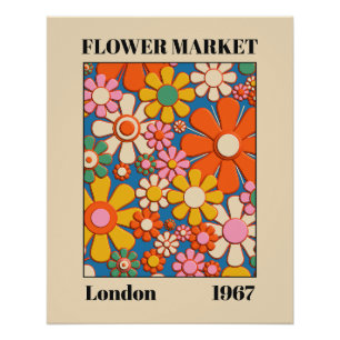 Poster Flower Market Londres 1967 Colorful Retro Floral