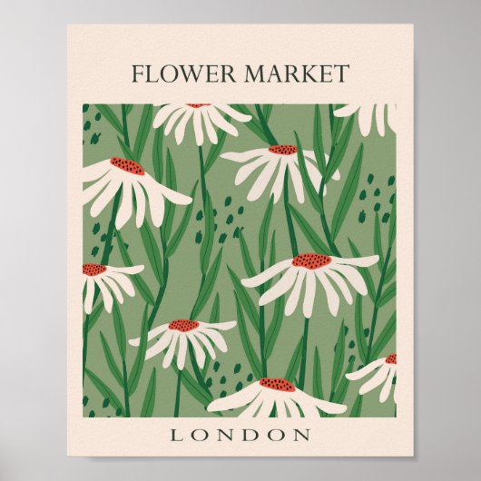 Poster Flower Market Londres Fleurs Abstraites rétro (Devant)