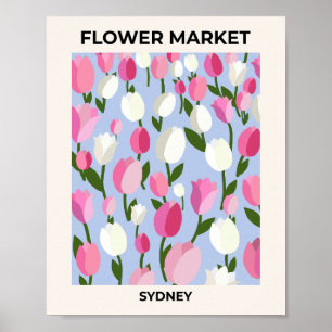 Poster Flower Market Sydney Tulips Rose Et Bleu