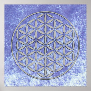 Poster Flower OF Life 2 - timbre argent