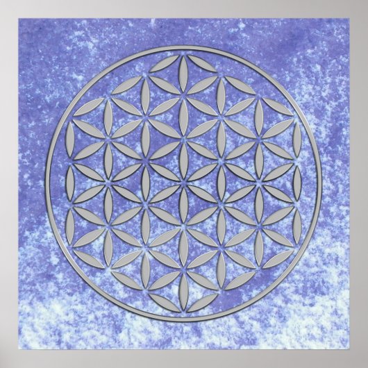 Poster Flower OF Life 2 - timbre argent (Devant)
