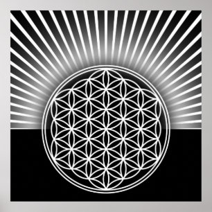 Poster Flower of Life / Fleur de Vie - blanc plat