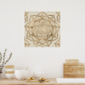 Poster Flower of Life in Lotus - pastel golds and canvas (Cuisine)