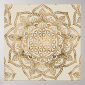 Poster Flower of Life in Lotus - pastel golds and canvas (Devant)