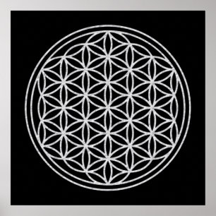 Poster FLOWER OF LIFE - white