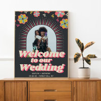 Flower Power 70's Retro Super Mariage Welcome